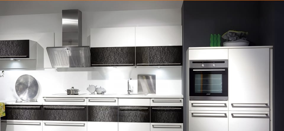 Küchenzeile Focus Mineralgrau mit Bianco Papiro ...