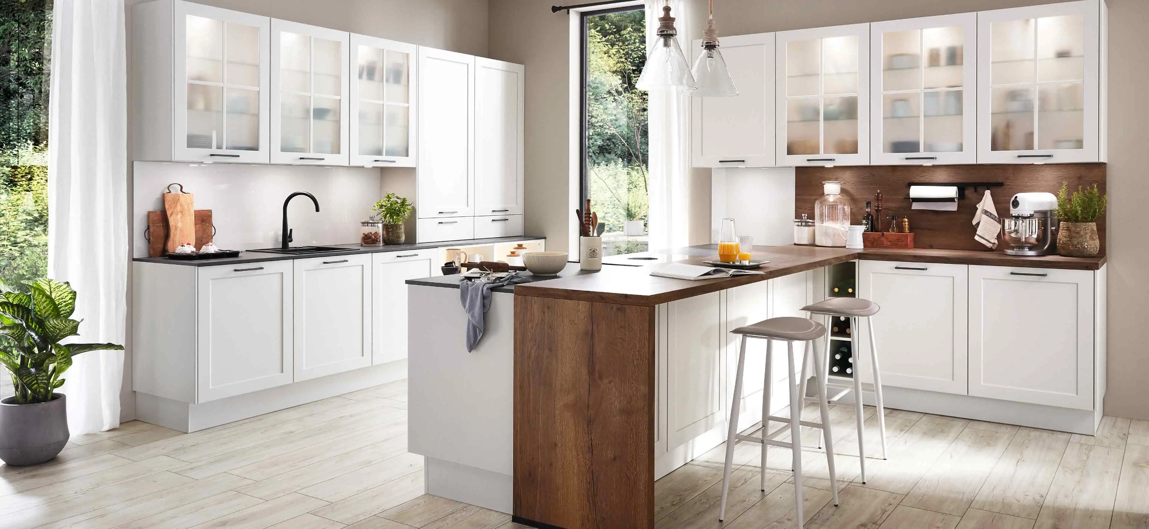 Küche Landhaus weiss Holz