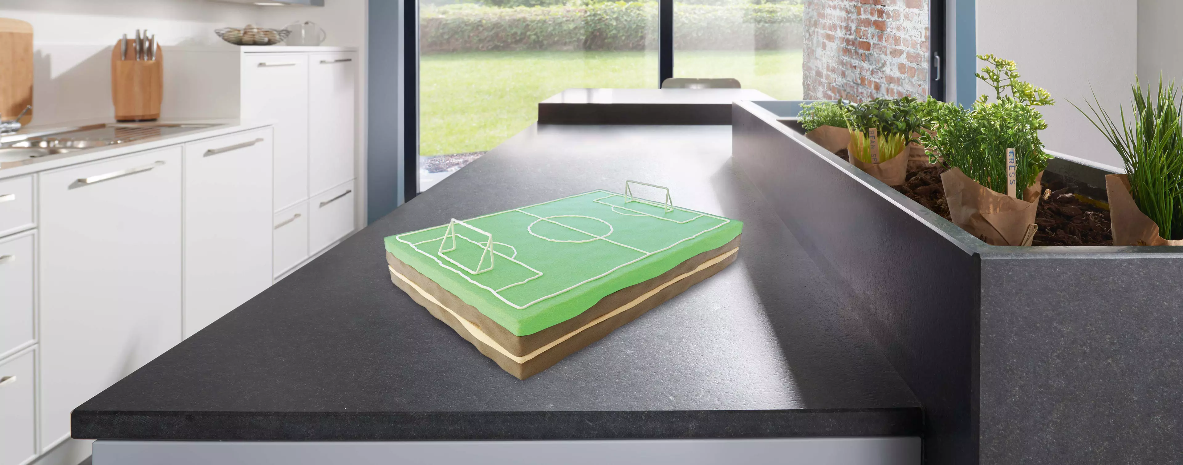 Rezept fuer ein Fussballfeld Kuchen