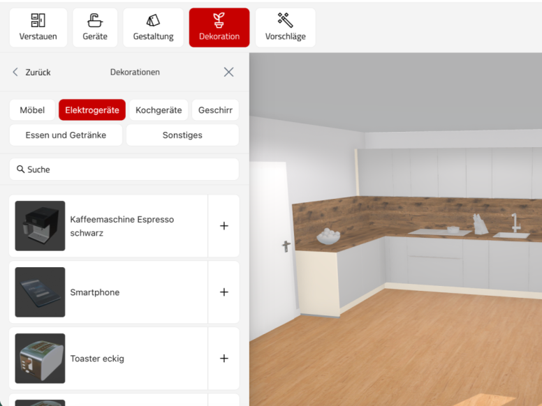 Planung in Ihrem realen Raumlayout